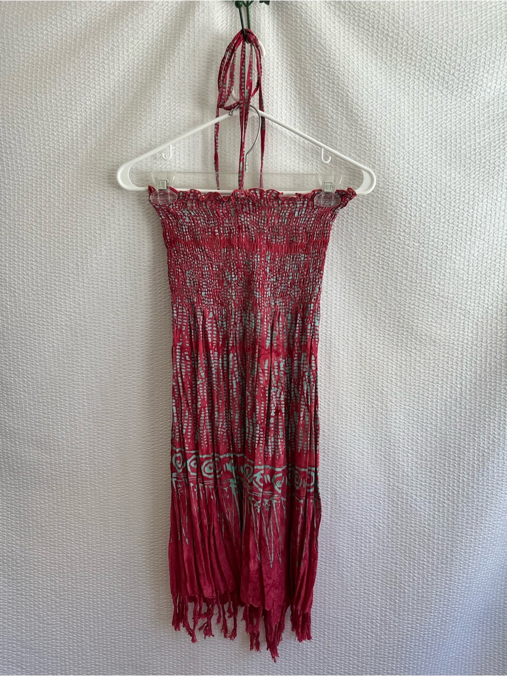 Club z Collection Women’s Boho Halter Dress Coral Pink Green Beach Size: Medium